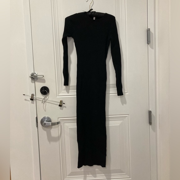aritzia black sweater dress Aritzia Babaton Black Mini Sweater Dress Mock